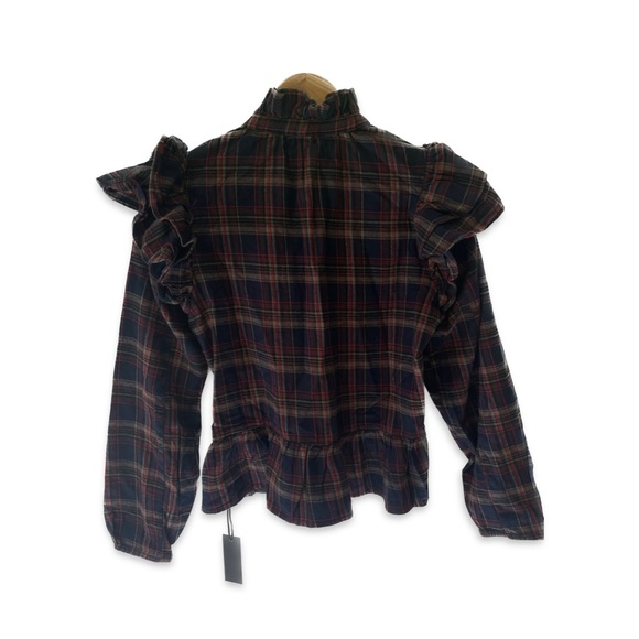 🔥NWT 🔥 Blank NYC Ruffle Detail Plaid Blouse Size S - Picture 5 of 6